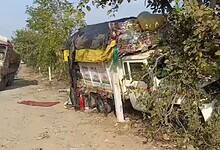 Three people were killed after a speeding lorry rammed into a stationary Bolero in Mancherial district