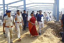 Seethakka reviewing preparations for Sammakka Sarakka Mahajathara in Medaram.