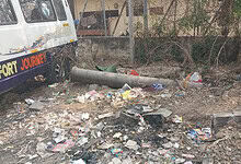 A big cannon lying in the dumps in Aliabad in Hyderabad's Old City.