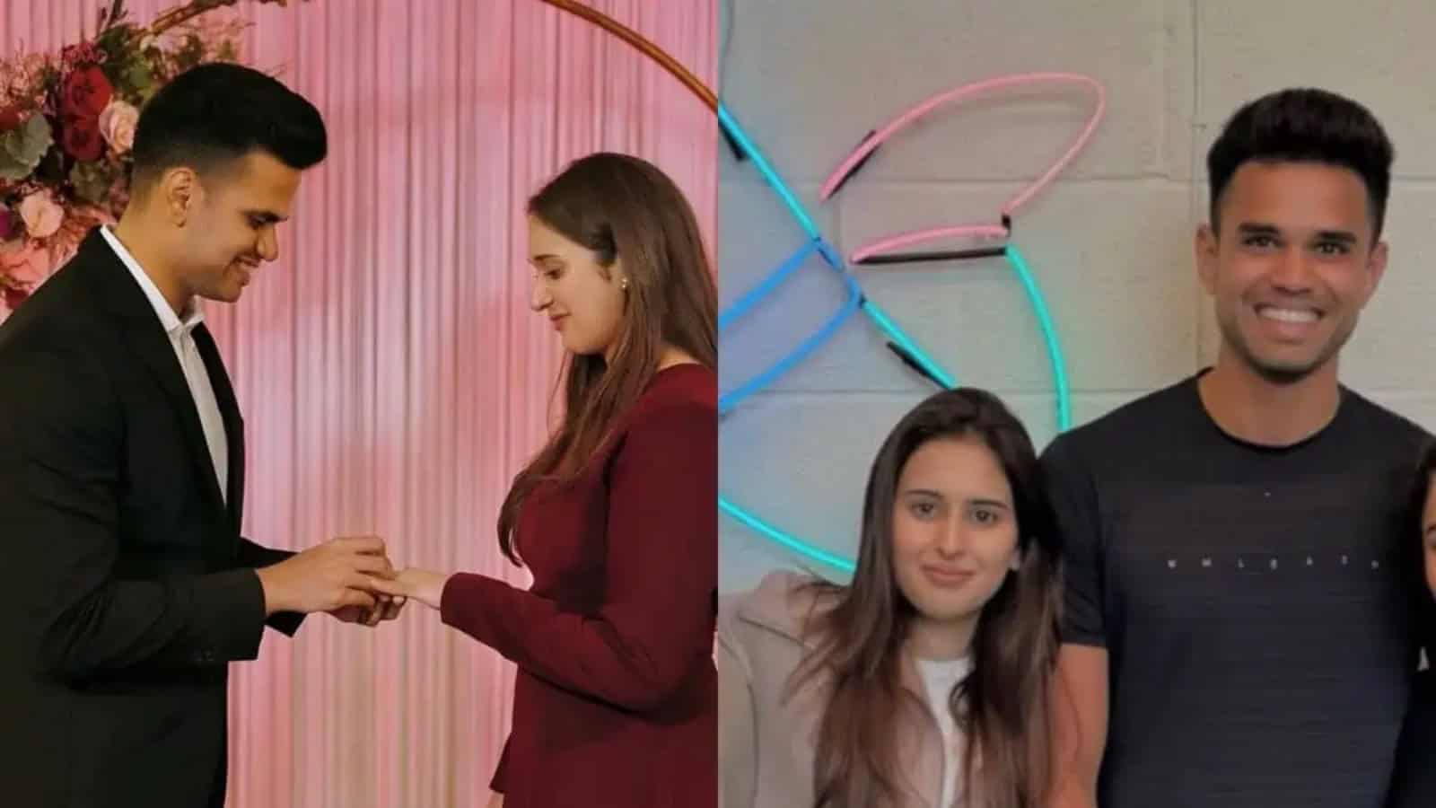 Wedding couple exchanging rings at a celebration event.