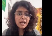 Delhi University student Anjali delivers a video message