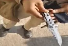 Woman carrying a knife at polling booth in Adilabad, detained by authorities.