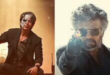 Shah Rukh Khan filming for 'Jailer2' with intense expression and sunglasses.