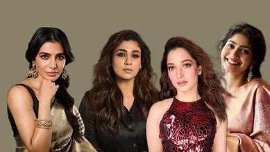 Four South Indian actresses posing for a photo, highlighting wealth and fame in 2026.