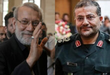 Ali Larijani (left) Gen Gholam Reza Soleimani (right)