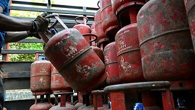 Gas cylinders stacked at a Pune eatery amid LPG supply crunch.