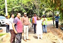 GHMC Commissioner RV Karnan inspects a park in Hyderabad
