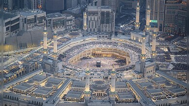Aerial view of worshippers gathered around the Holy Kaaba at Makkah’s Grand Mosque during Ramzan’s last ten nights