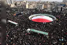 Massive crowd gathers in Tehran for funeral of commanders amid rising Gulf tensions.