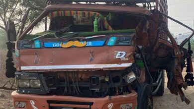 A damaged DCM after an accident in Suryapet