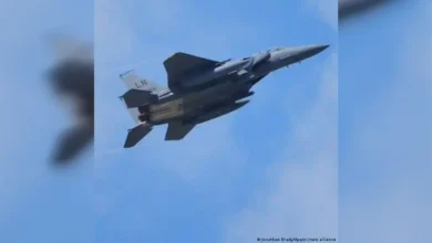 US Air Force F-15E fighter jet in flight, reportedly downed during Iran conflict.