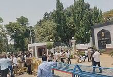 Police lathicharge at Lok Bhavan during BRSV protest over NEET paper leak, with officers dispersing prote.