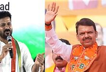 KCR speaking passionately at a political rally, waving to supporters with a vibrant background.