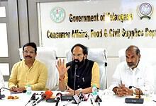 Government of Telangana Consumer Affairs, Food & Civil Supplies Department officials during a press confe.