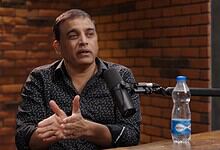 Indian film director and producer Dil Raju speaking during an interview.