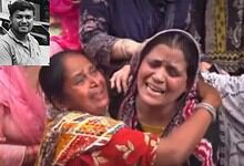 Women crying and mourning at a funeral or memorial gathering.