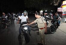 Hyderabad Commissioner of Police VC Sjjanar inspects a vehicle during Operation Kavach