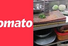 Kitchen with food items and utensils, related to Zomato's Hyderabad cloud kitchen raid.