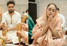 Dhurandhar singer Afsana Khan performing puja during a religious ceremony.