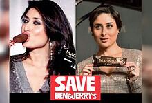 Kareena Kapoor featured in Magnum promotional images with a “Save Ben & Jerry’s” campaign graphic.