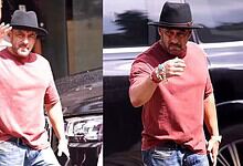 Salman Khan celebrating Rakhi, wearing a tilak and casual attire with a hat.