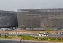 Large protective cages surround fuel tanks to defend against drone attacks in the UAE.