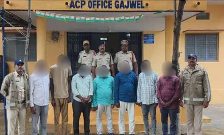 Seven BRS leaders detained outside ACP Office Gajwel in Telangana.