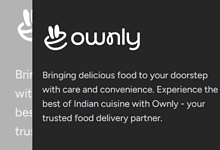Ownly logo displayed on a dark background, representing the food delivery service in Hyderabad.