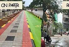 Comparison of planned and actual footpath conditions in Nampally and Jubilee Hills.