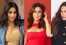 Indian actress with highest number of Rs 100 crore films, stylish poses, long wavy hair, elegant outfits.