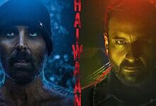 Two male actors in intense expressions, one with a beanie and the other with a serious look, in a dark,mo.