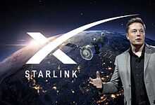 Elon Musk discusses Starlink's affordable internet services from space with Earth in the background.