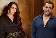 Karisma Kapoor and Salman Khan sharing a fun moment on Koffee with Karan.