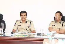 Telangana DGP CV Ananad with Hyderabad Commissioner of Police and Telangana CID.