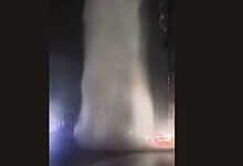 Water gushing from a broken Krishna pipeline after car damage, affecting Hyderabad water supply.